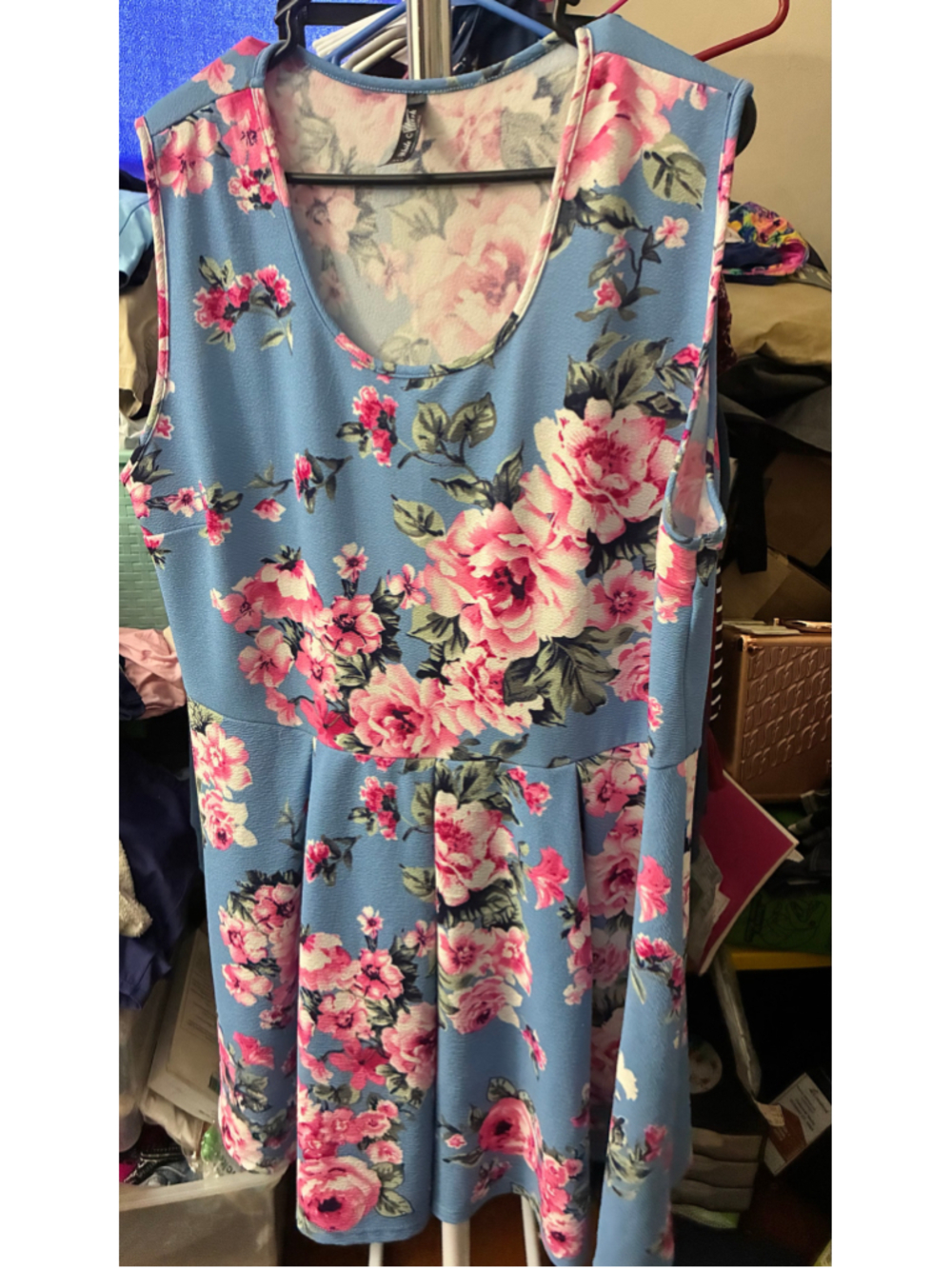 Women's Unbranded Floral Mini Dress Blue Pink Size M